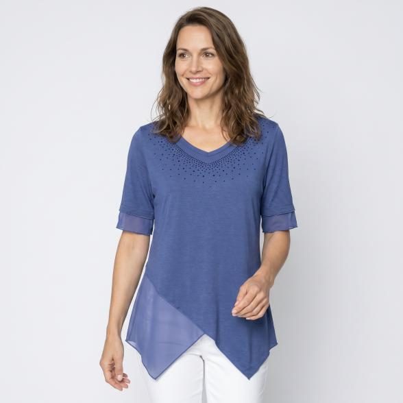 BRILLIANTSHIRTS Damen-Longshirt Uni Strass