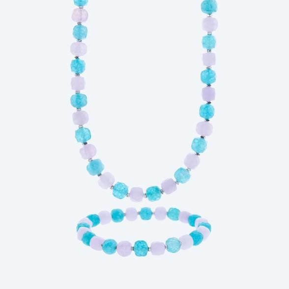 SET Collier+Armband Quarz gefärbt