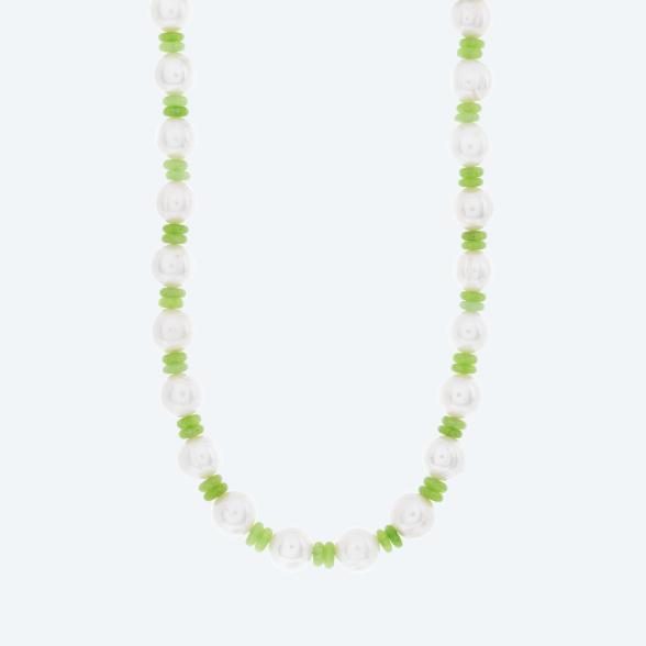 Collier Quarz gefärbt, Süßwasserzuchtperle
