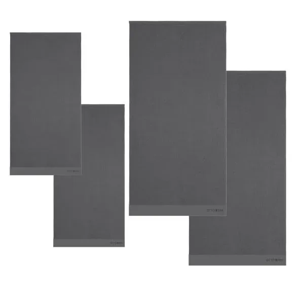 OTTO KERN Frottier-Set, 4tlg. grau mit Logo-Sticke