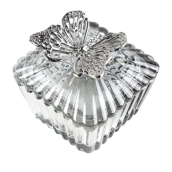 Crystal Dreams Deckeldose Schmetterling grau