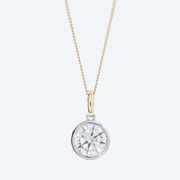 LG Solitäranhänger mit Kette 375 Gelbgold Brillant