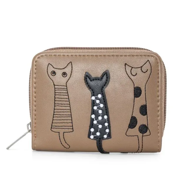 DONNA Damenbörse Katzen braun