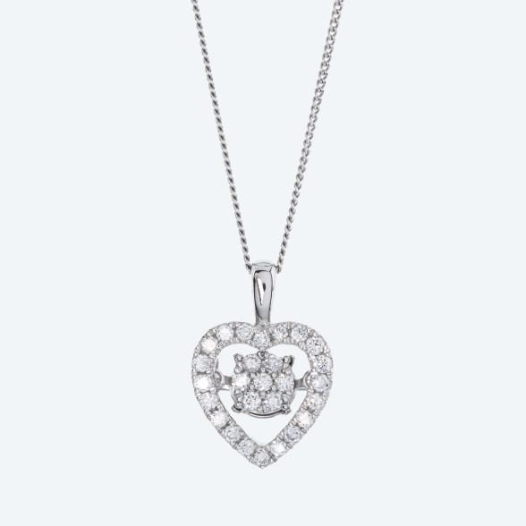 LG Anhänger mit Kette 925 rhod. Brillanten