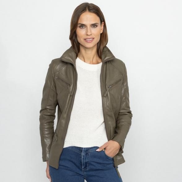 OTTO KERN Damen-Lederjacke 'Katta' khaki