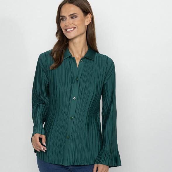 TRENDS by J. Leibfried Plissee-Bluse tannengrün