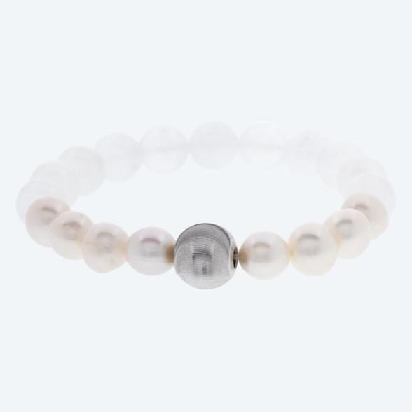 Armband 925 rhod. Süßwasserzuchtperle, Selenit