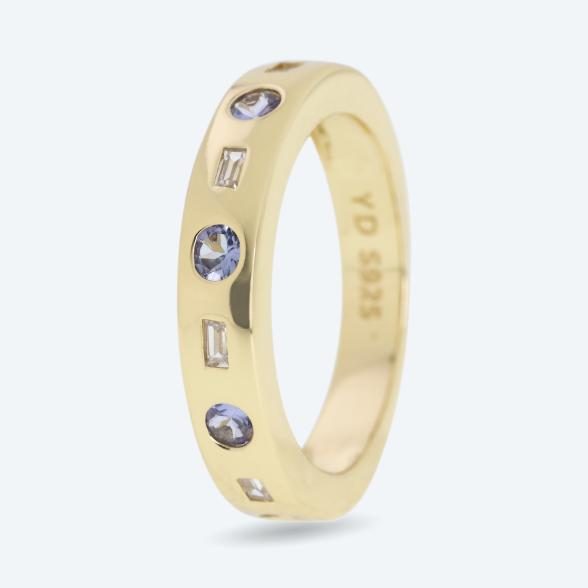 Ring 925 Silber vergoldet Tansanit