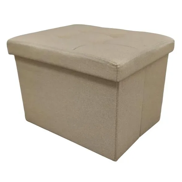 Sitzhocker Leinenoptik faltbar, beige