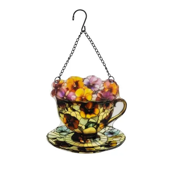 Fensterbild Tasse mit Blumen