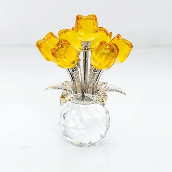 Crystal Dreams Rosen in Vase gelb
