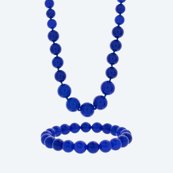 Christian Materne SET Collier+Armband Jade blau