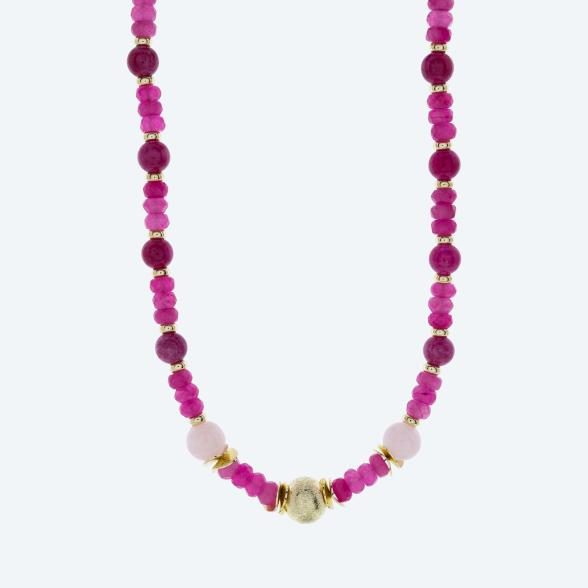 Christian Materne Collier Jade pink, Rosenquarz