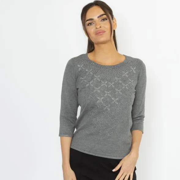 MILANO Design Damen-Pullover grau meliert