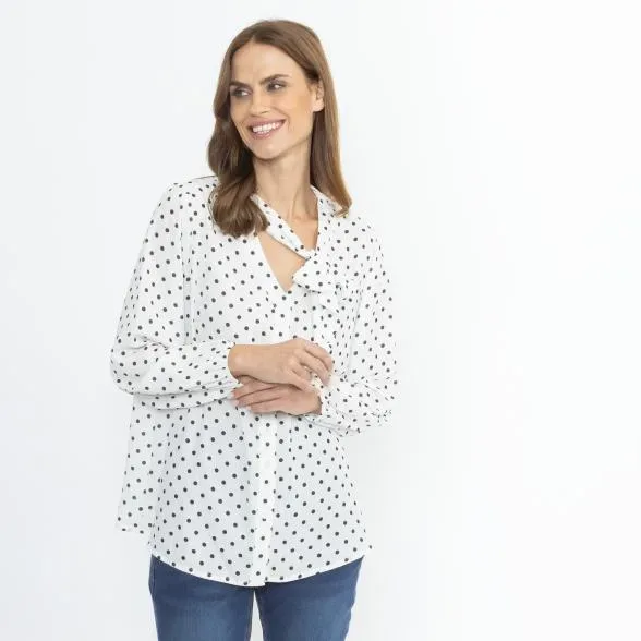 TRENDS by J. L. Schluppenbluse offwhite/schwarz