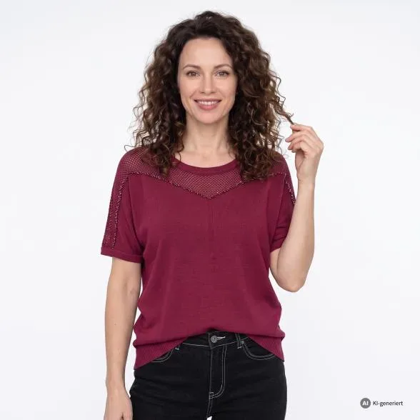 mocca by J. Leibfried Strickshirt weinrot