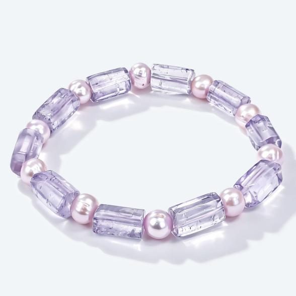 Armband Amethyst, Süßwasserzuchtperlen