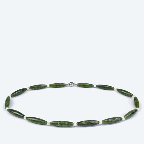 Collier Nephrit Jade, SWZPerlen Magnetverschluß