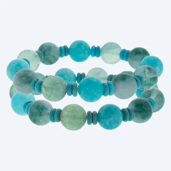 SET: 2x Armband Howlith, Fluorit, Quarz