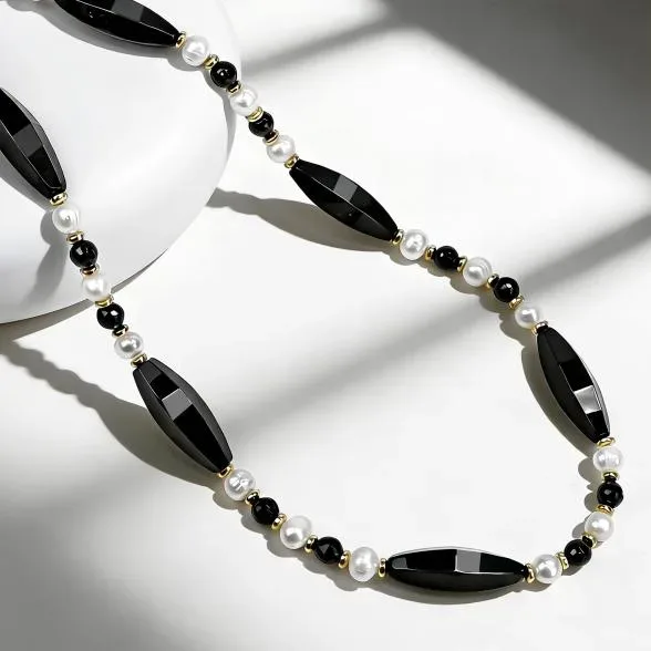 Collier Achat, Süßwasserzuchtperlen
