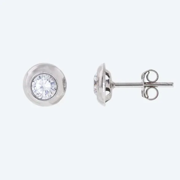 Ohrstecker 375 Gold rhodiniert Zirkonia