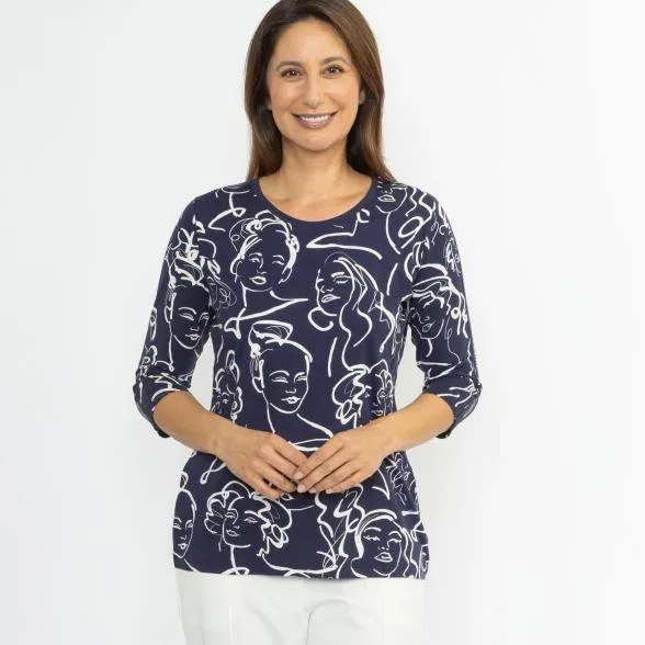 RÖSSLER SELECTION Damen-Shirt navy/offwhite
