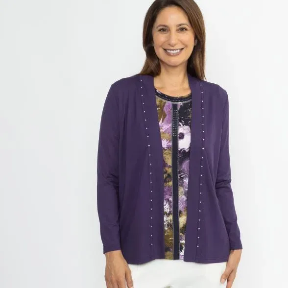 RÖSSLER SELECTION Damen-Jerseyjacke dunkellila
