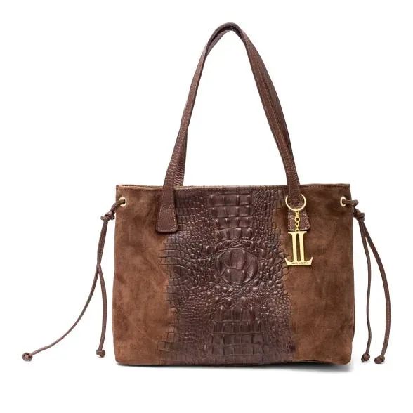 Luca Lorenzo Schultertasche Kroko natural