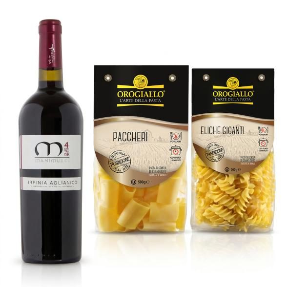 Pasta Orogiallo 2 X 500 Gramm mit 1 Flaschen Wein