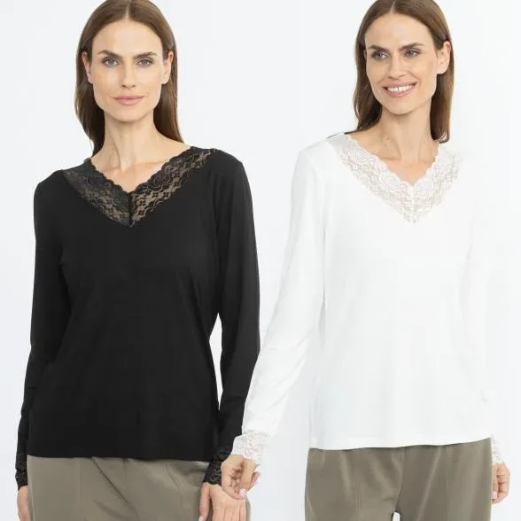 Lounge Collection by H. S. 2er Set Shirts Spitze