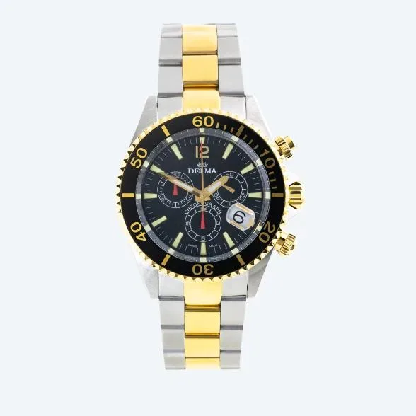 DELMA Herrenuhr Santiago Chronograph bicolor