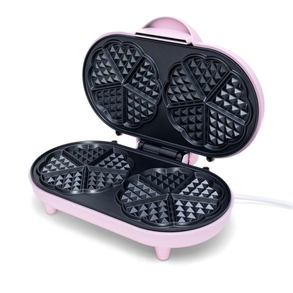 Bestron Doppel-Herz Waffeleisen, rosa