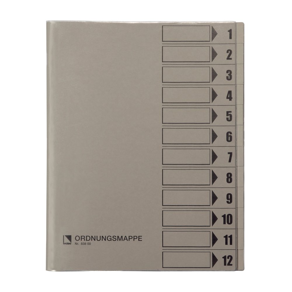 Bene Ordnungsmappe DIN A4 Grau Hartpappe (RC) 12-teilig 24,8 x 31,1 cm