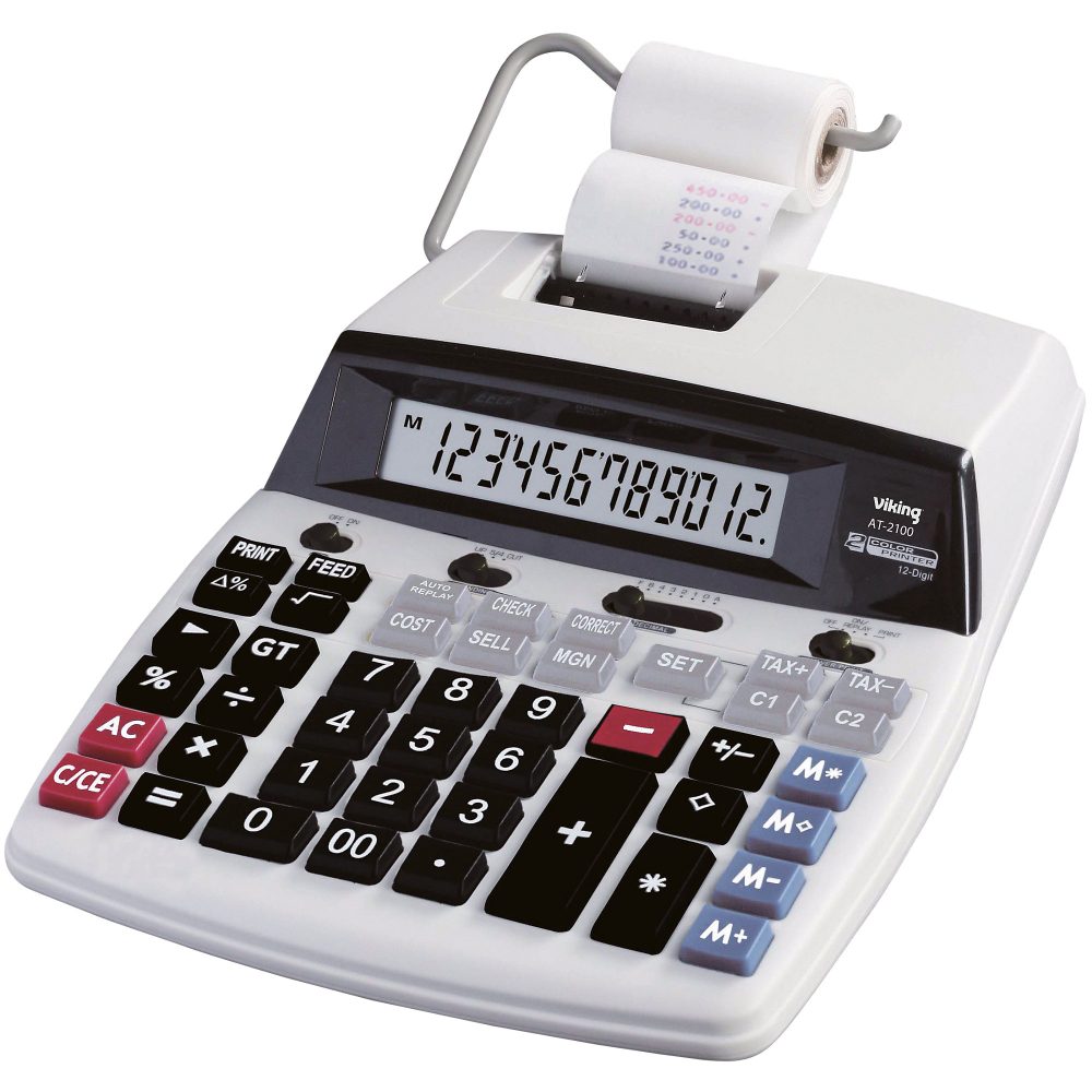 Office Depot Druckender Tischrechner AT-2100 12 -stelliges Display Grau