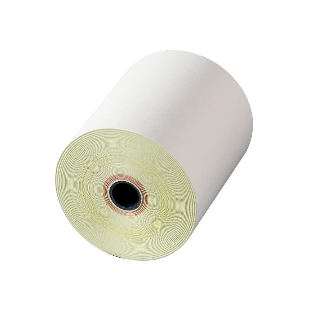 Niceday Kassenrollen 2-fach 54 g/m² 76 mm x 70 mm x 12 mm x 22 m Gelb, Weiß 6 Rollen