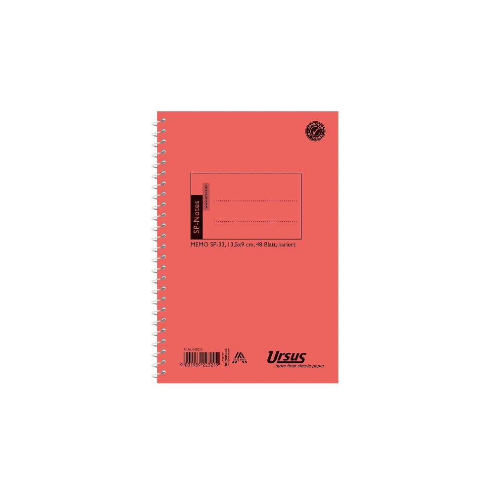 Ursus Style Notizbuch Spezial Kariert Spiralbindung Pressspan Orange Nicht perforiert 96 Seiten 48 Blatt