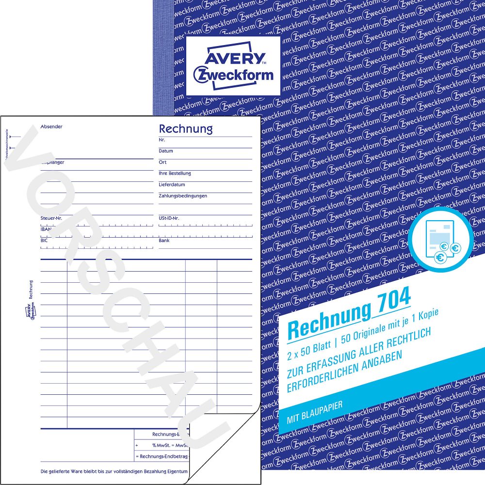 AVERY Zweckform Rechnungsformular 704 DIN A5 Perforiert N/A 40 Blatt