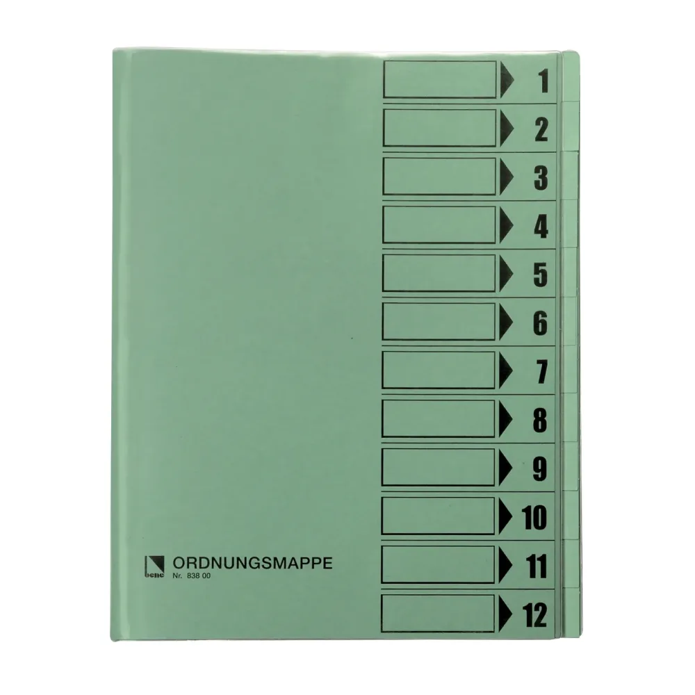 Bene Ordnungsmappe Trend DIN A4 12-teilig 24,4 x 31 cm Grün Hartpappe