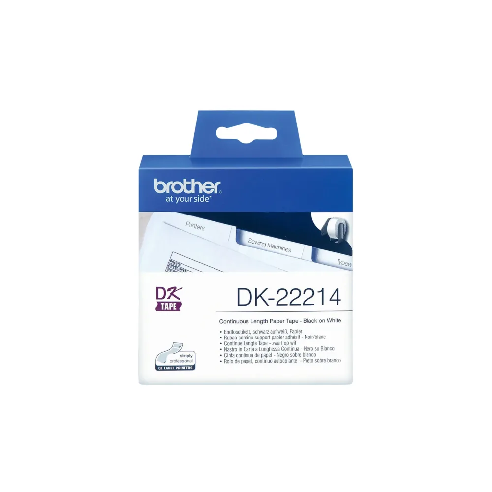 PTOUCH Endlos-Etiketten 12mmx30.48m DK-22214 QL-500/550 Papier Rolle
