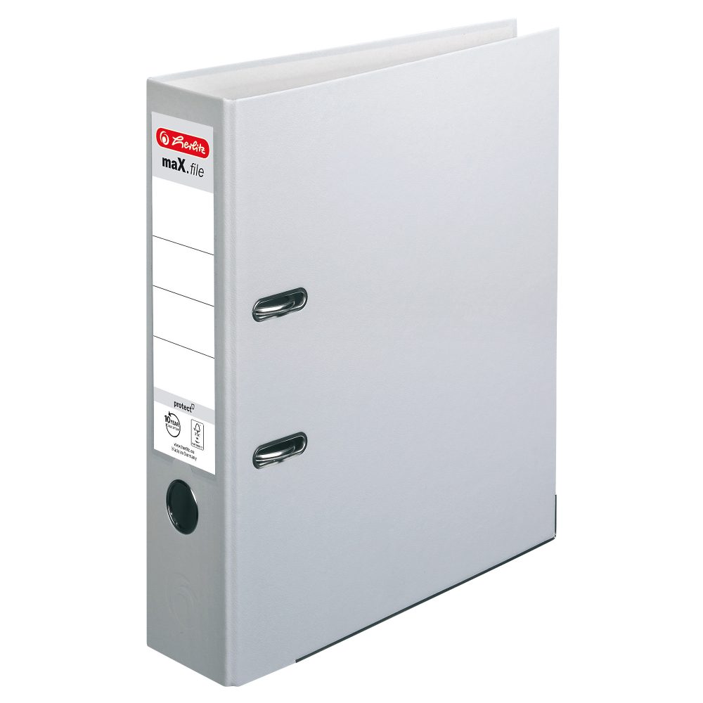 herlitz maX.file Ordner DIN A4 80 mm Grau 2 Ringe Pappkarton, PP (Polypropylen) Texturiert Hochformat