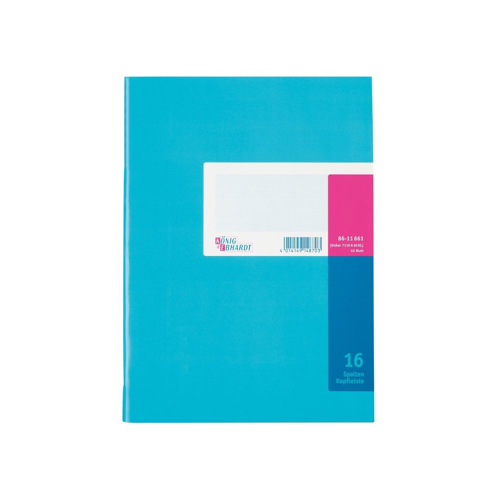 König & Ebhardt Spaltenbuch 16 Spalten DIN A4 80 g/m² Blau 40 Blatt