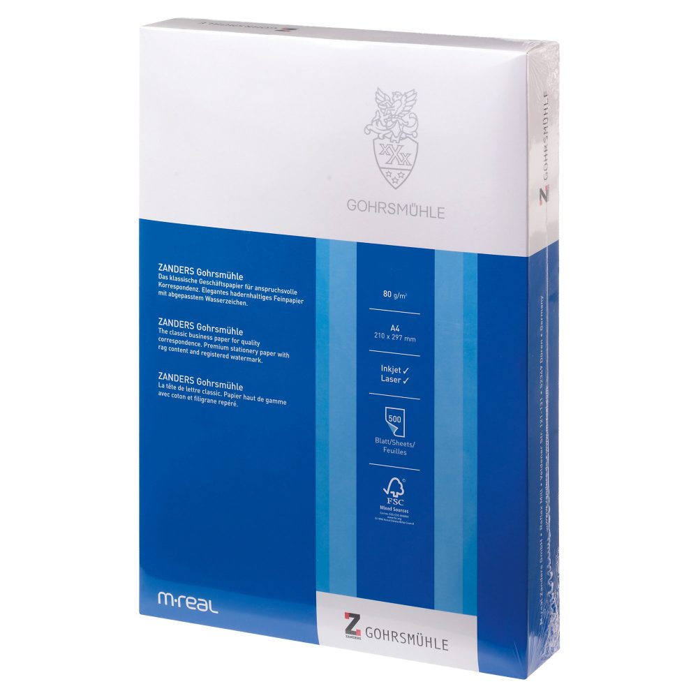 ZANDERS Gohrsmühle Briefpapier mit Wasserzeichen Bankpost DIN A4 80 g/m² Weiß 500 Blatt