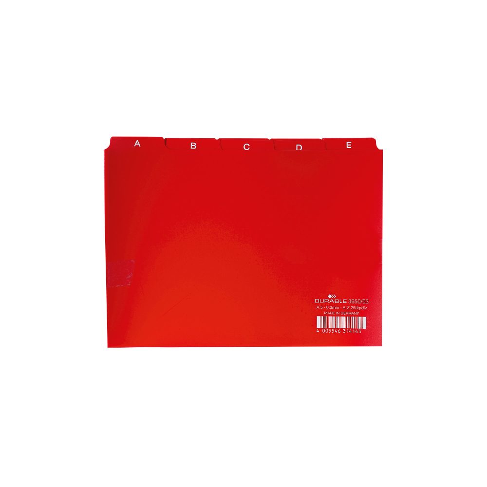 DURABLE Leitregister DIN A5 quer Rot 21 x 14,8 cm 25 Stück