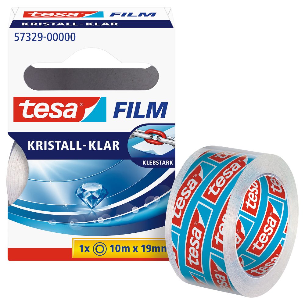 tesa Klebeband tesafilm Kristall-Klar 57329 Transparent 19 mm (B) x 10 m (L) PP (Polypropylen)