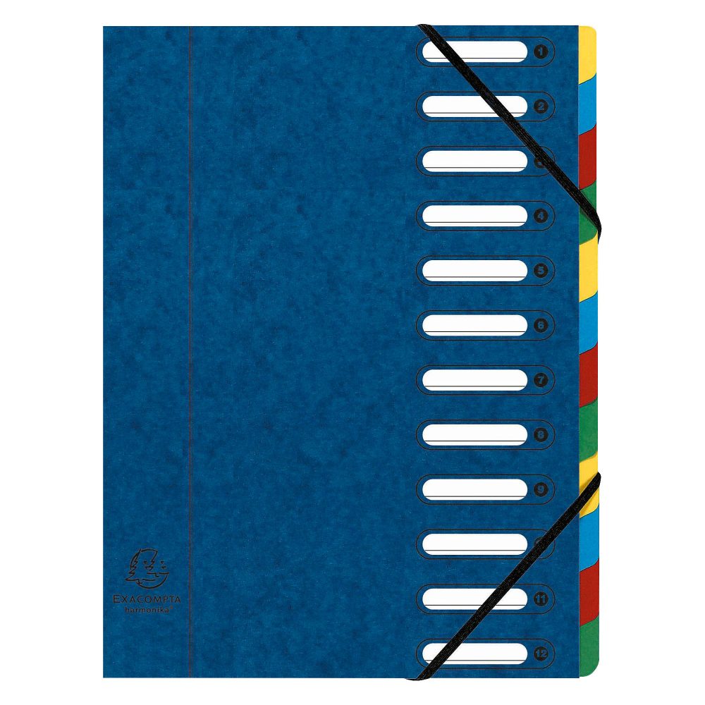 Exacompta Ordnungsmappe DIN A4 Blau Pressspankarton 12 Fächer 24 x 0,5 x 32 cm