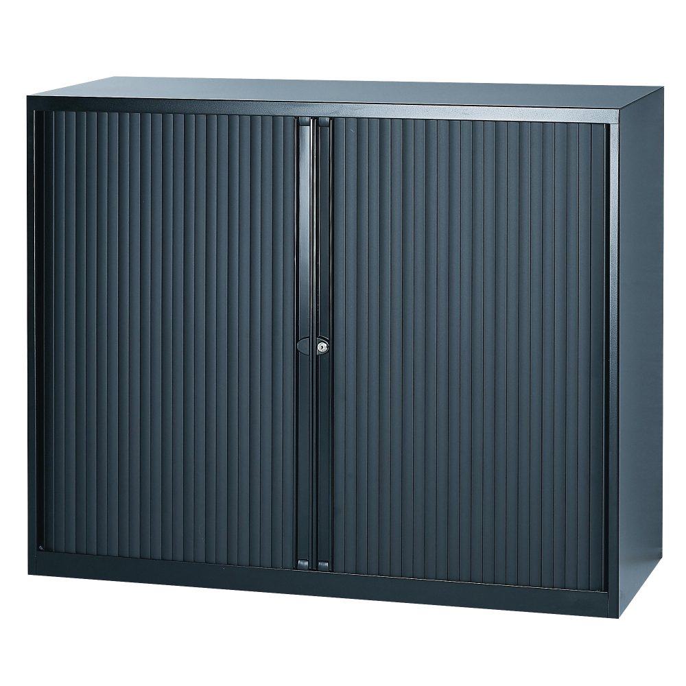Bisley Rollladenschrank Euro 2 Fachböden Schwarz 1.200 x 430 x 1.030 mm
