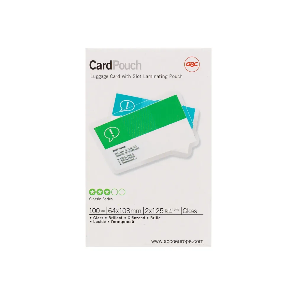 GBC Card Laminierfolien Glänzend 125 Mikron (2 x 125) Transparent 100 Stück