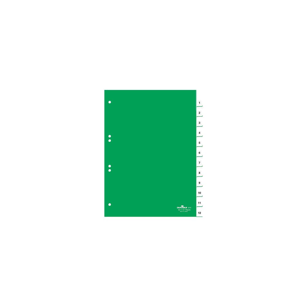 DURABLE Register 6210 DIN A4 Grün 12-teilig 6-fach Kunststoff 1 bis 12