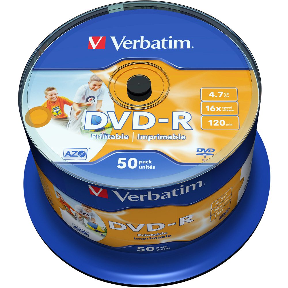 VERBATIM DVD-R Spindle 4.7GB 43533 1-16x fullprint o.L 50 Pcs