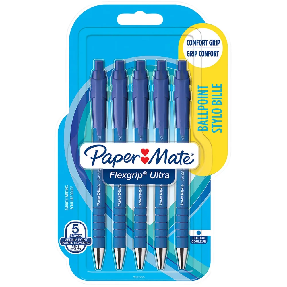 Papermate FlexGrip Ultra Kugelschreiber Blau Mittel 0.5 mm 5 Stück